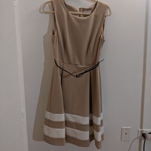 Calvin Klein Beige & White Dress